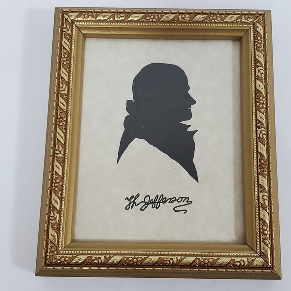 Thomas Jefferson Silhouette Framed Art Sullins House Gold Ornate 5x6\